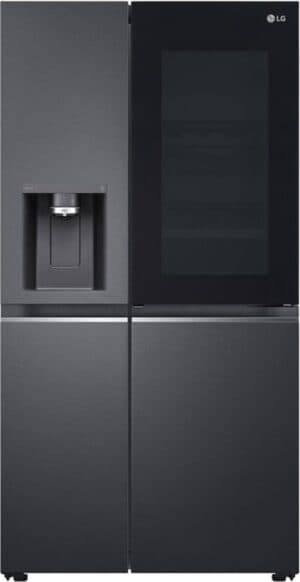 LG GSXB90MCDE, Vrijstaand, Frans deur, Zwart, Deur-op-deur, Sensor, Gehard glas